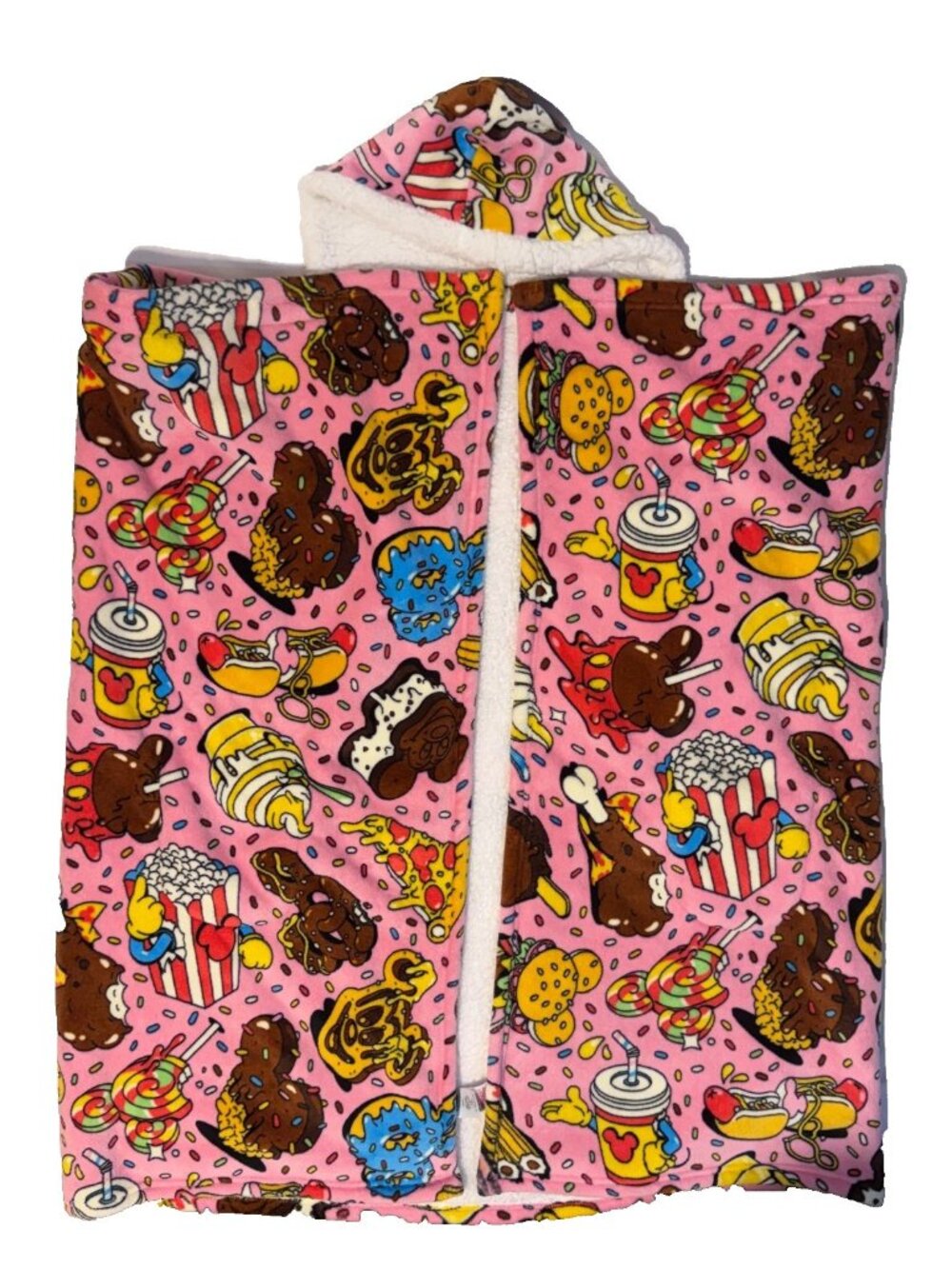 Disney Eats Throw Blanket Wearable Hooded Mickey Mouse Pink Sherpa Fleece
